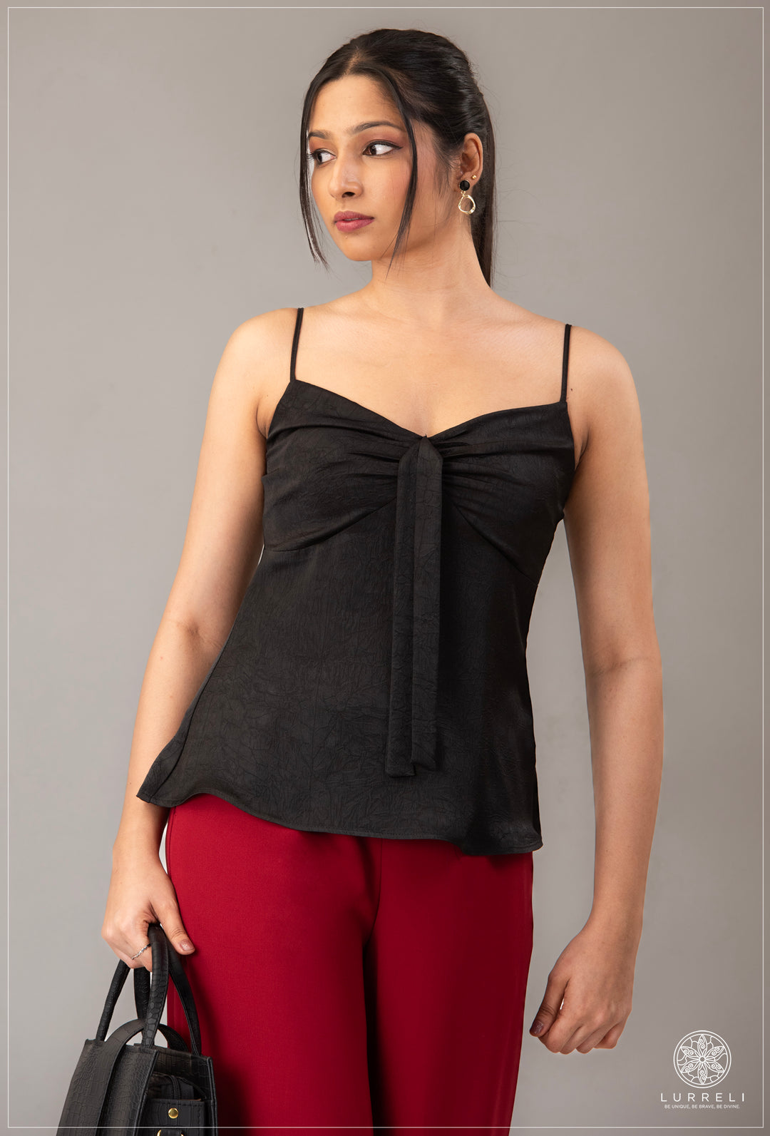 Peplum, tie-front cami top – view 5 – Lurreli