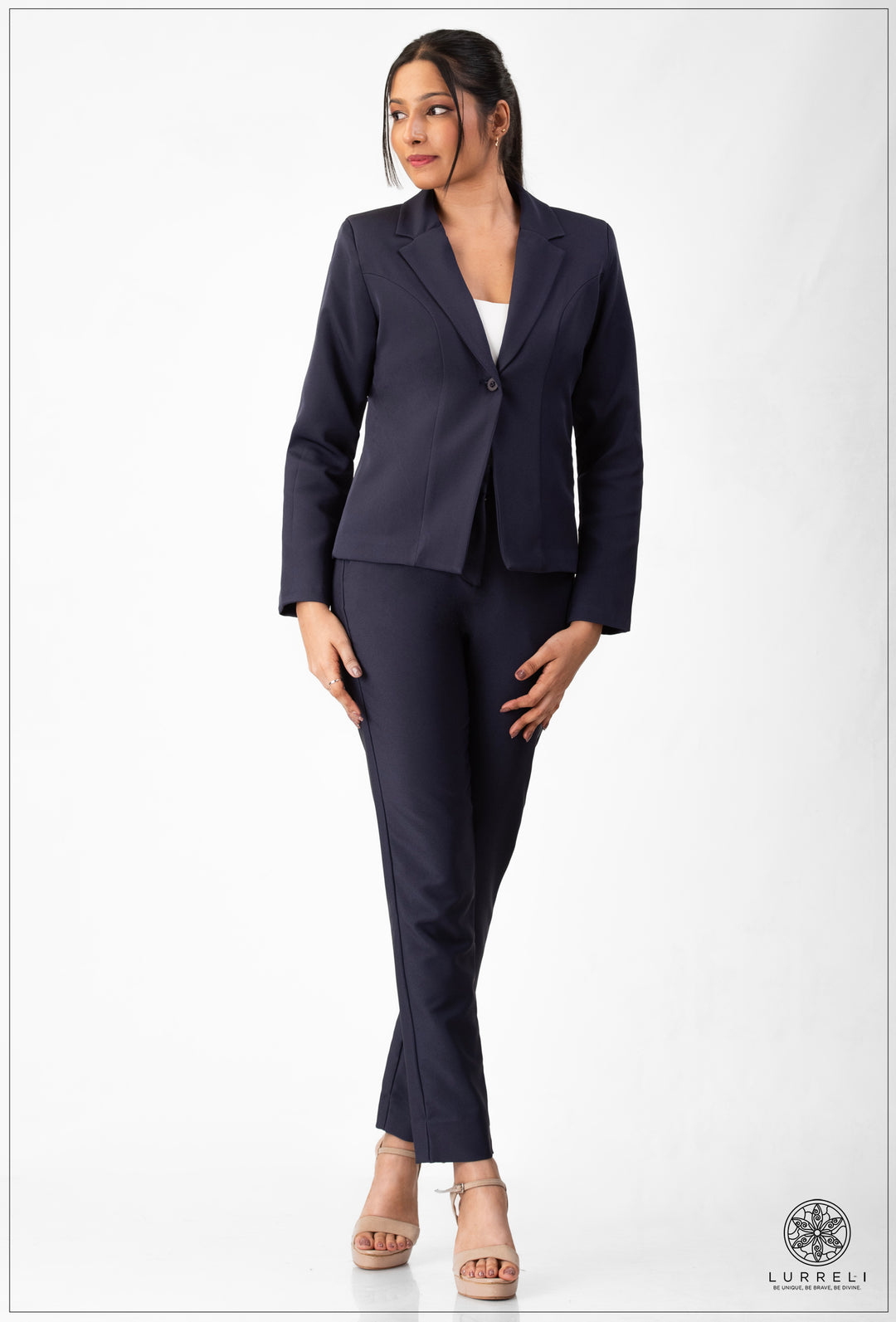 Long Sleeve Blazer – Navy – Lurreli