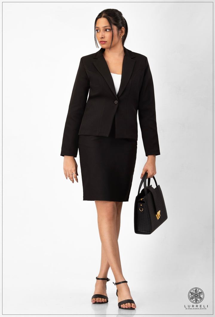 Long Sleeve Blazer – Black – Lurreli