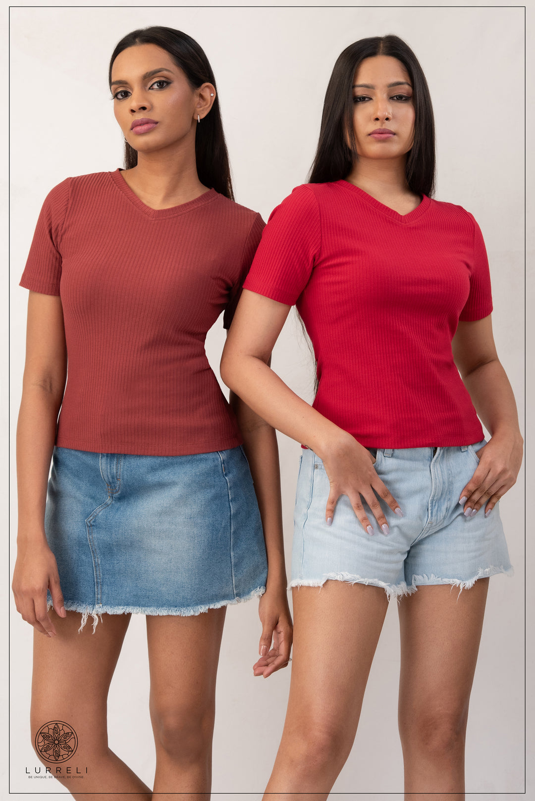 V Neck Rib Top – view 1 – Lurreli