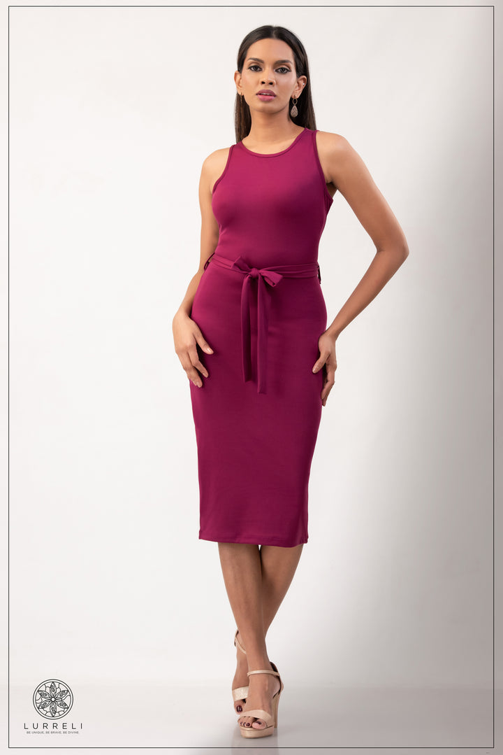 Belt-Detail Solid Dress – view 4 – Lurreli