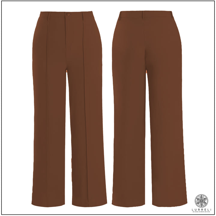 Front Pleated Workwear Pant – Brown – Lurreli