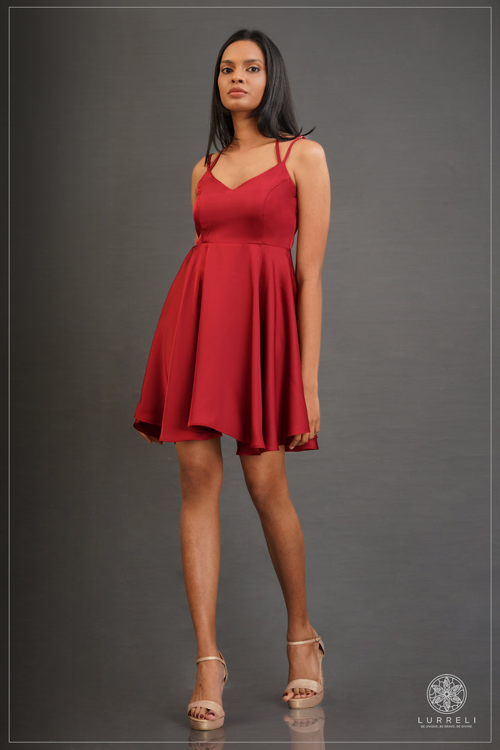 Medusa Mini Dress – Maroon – Lurreli