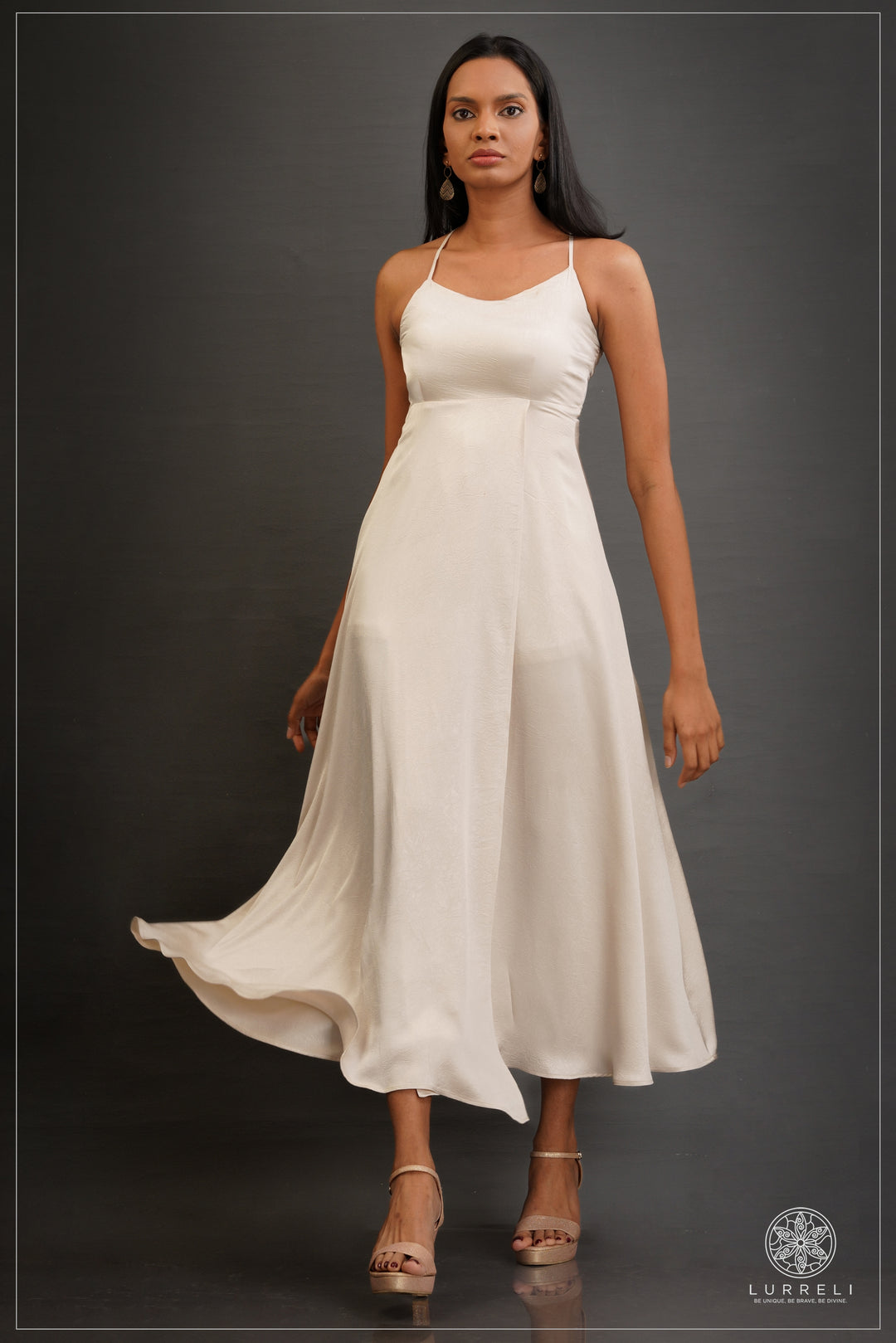 "Evening Strappy Dress" – Beige – Lurreli