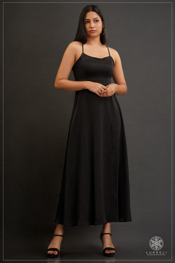 "Evening Strappy Dress" – Black – Lurreli