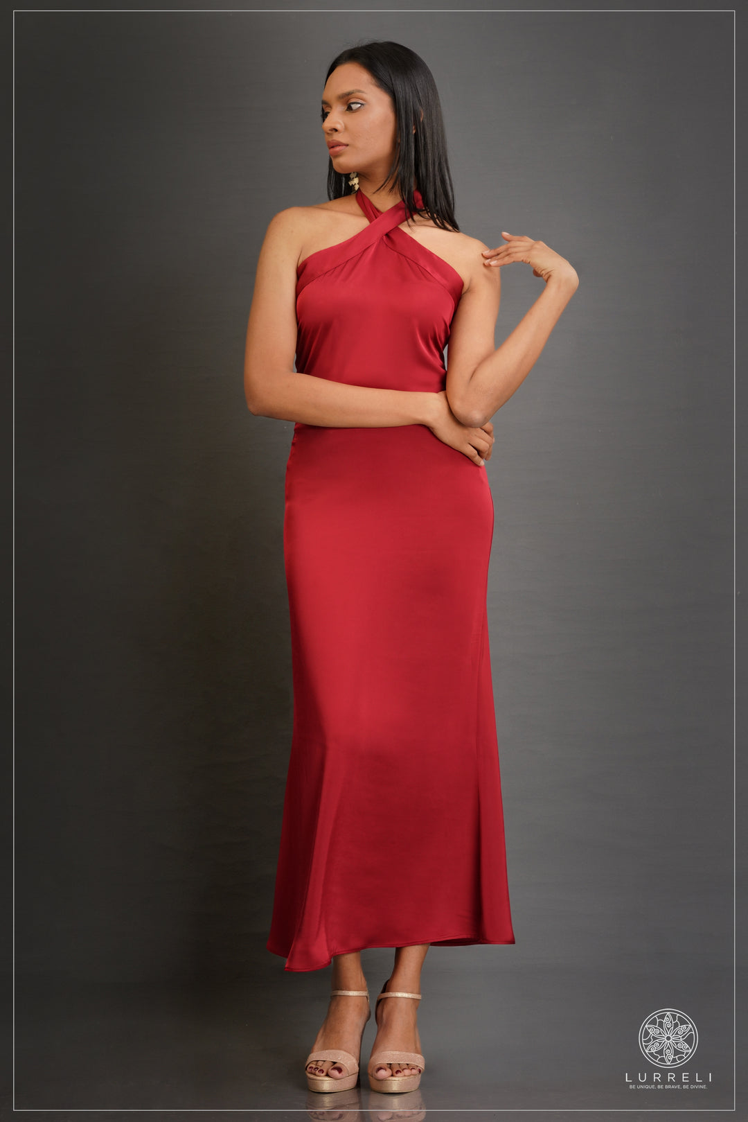 Cross Neck Detail Evening Dress – view 8 – Lurreli