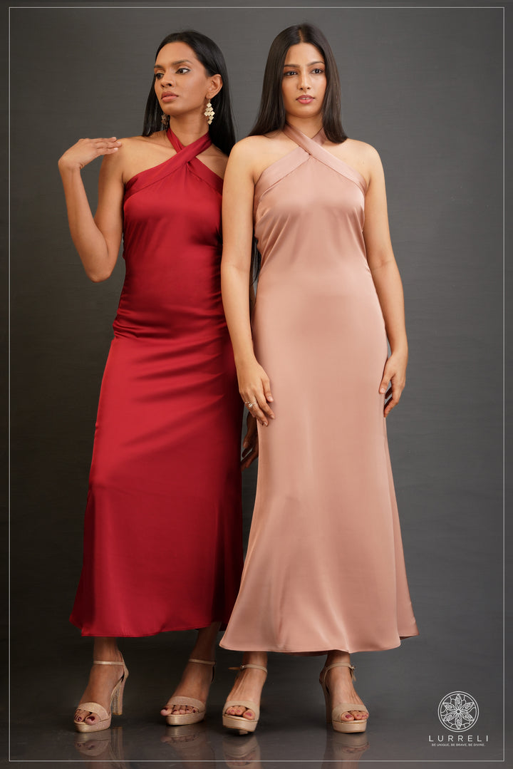 Cross Neck Detail Evening Dress – view 1 – Lurreli