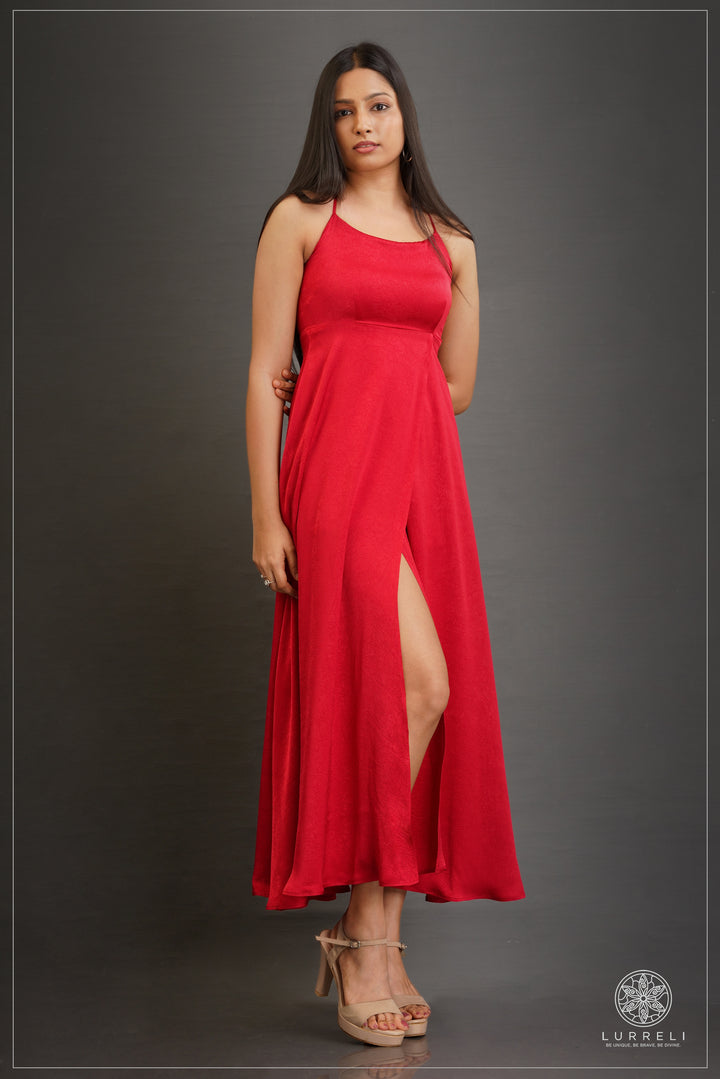"Evening Strappy Dress" – Red – Lurreli