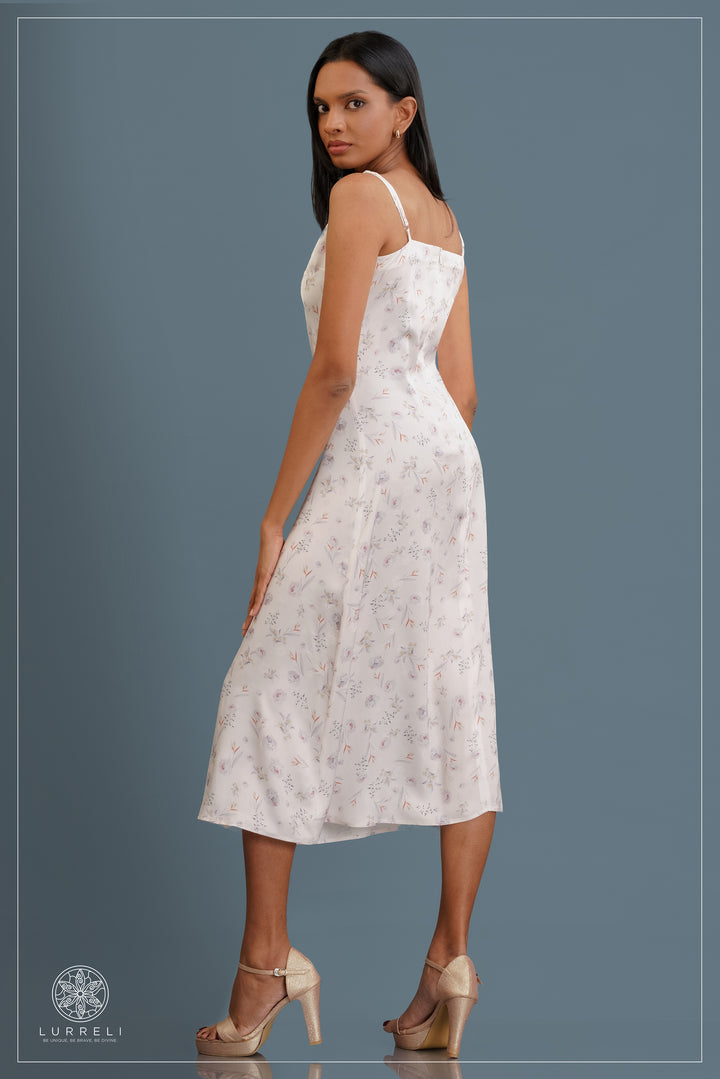 Floral midi slip dress – Pink Printed – Lurreli
