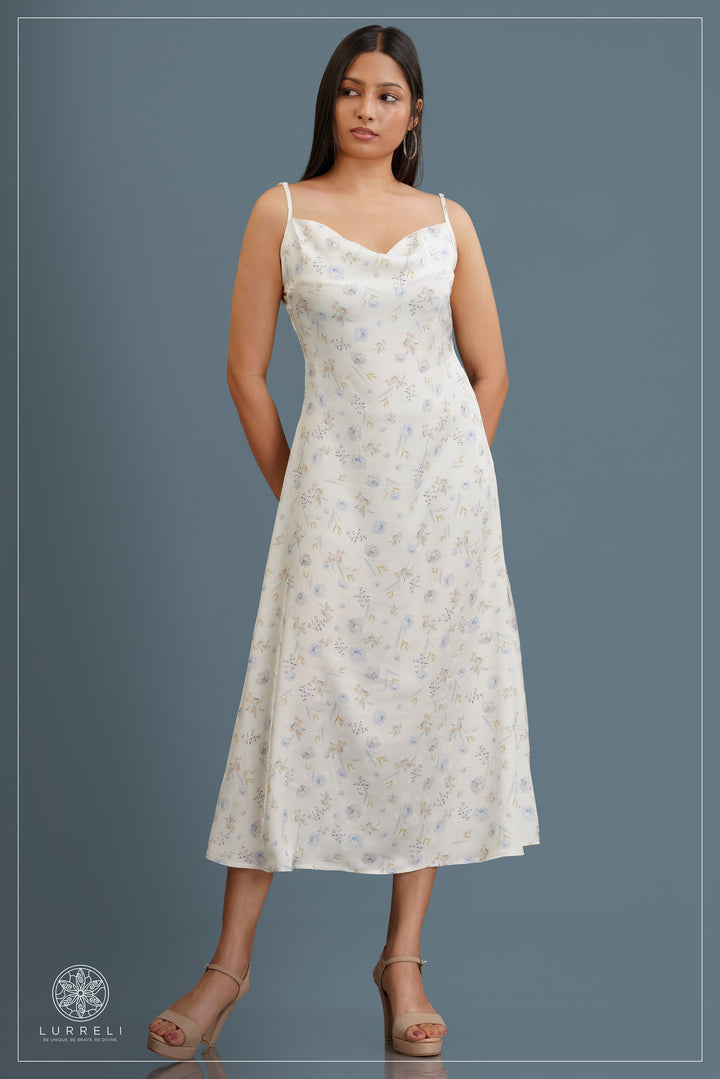 Floral midi slip dress – Yellow Print – Lurreli