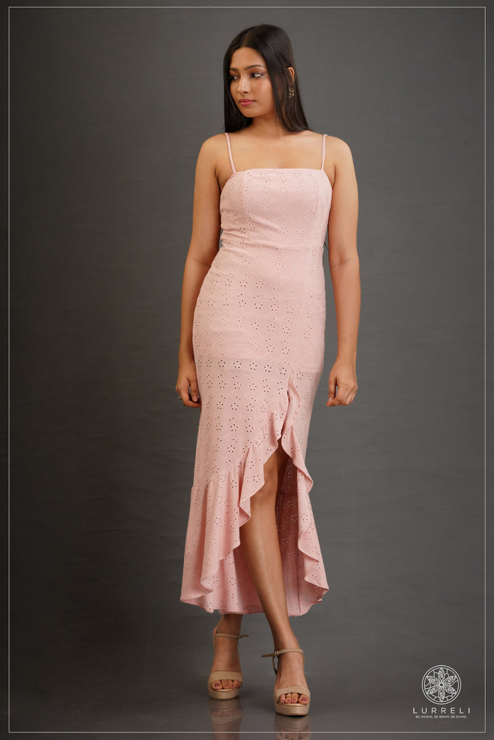 Women's Summer Casual Midi Cami Dress Elegant Spaghetti Strap Summer Dress – Pink – Lurreli