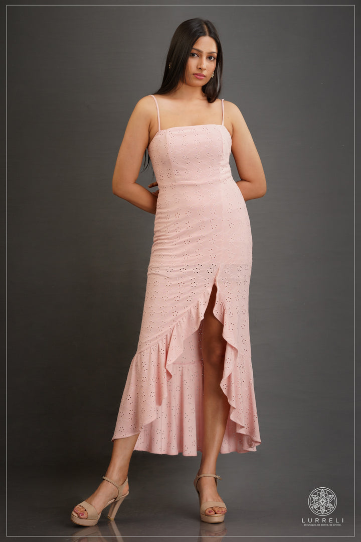 Women's Summer Casual Midi Cami Dress Elegant Spaghetti Strap Summer Dress – Pink – Lurreli