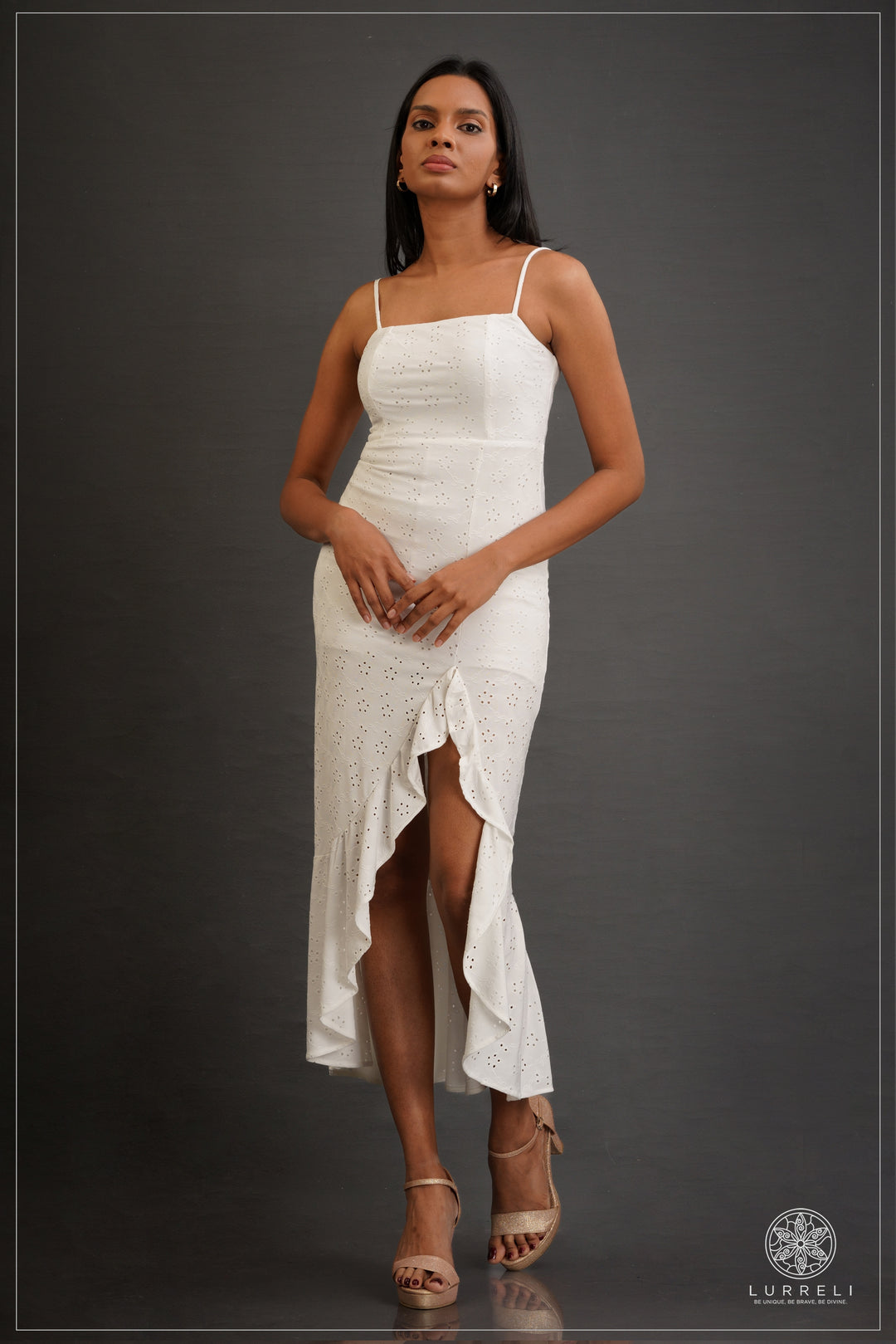 Women's Summer Casual Midi Cami Dress Elegant Spaghetti Strap Summer Dress – White – Lurreli