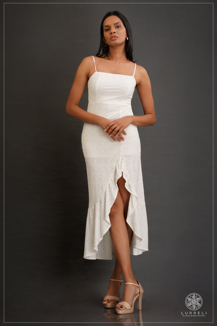 Women's Summer Casual Midi Cami Dress Elegant Spaghetti Strap Summer Dress – White – Lurreli