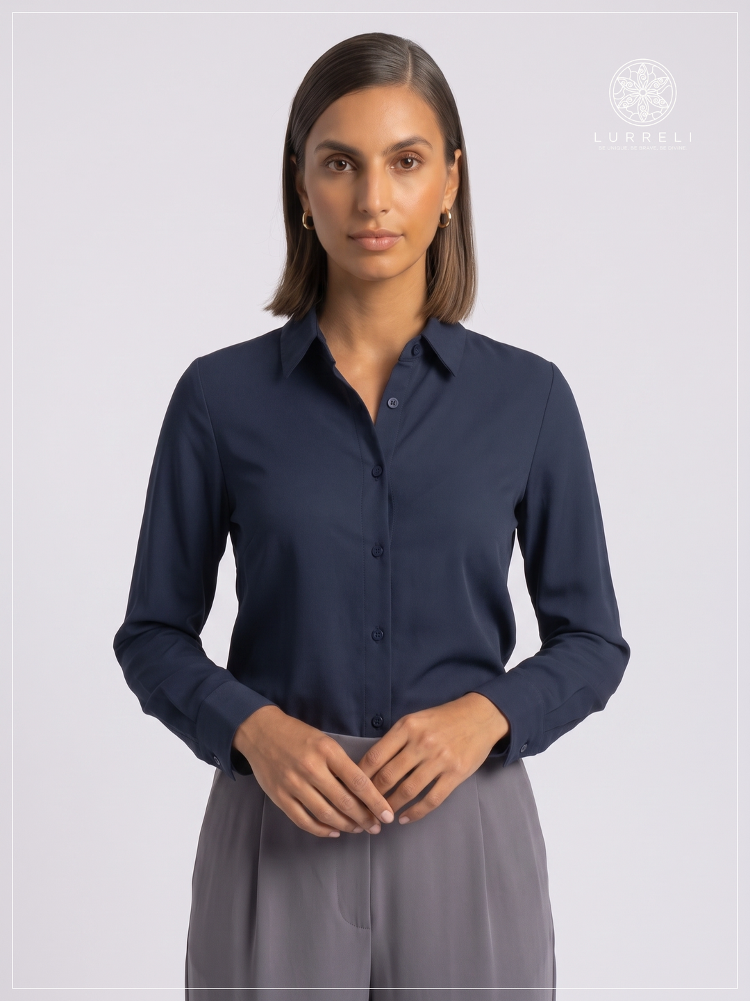 Classic Long Sleeve Formal Shirt – Navy – Lurreli