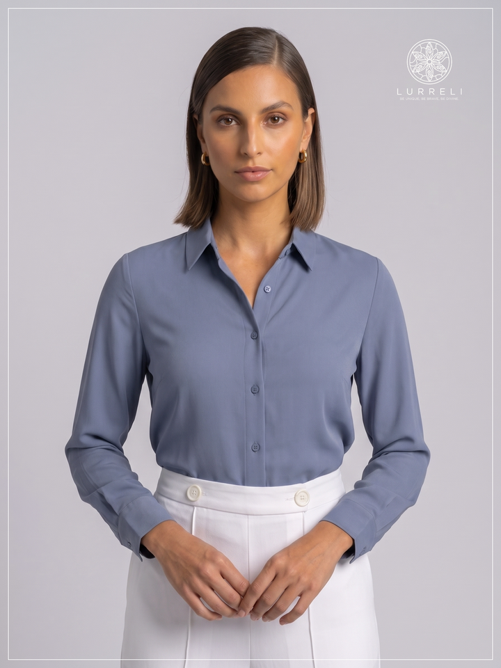 Classic Long Sleeve Formal Shirt – Blue – Lurreli