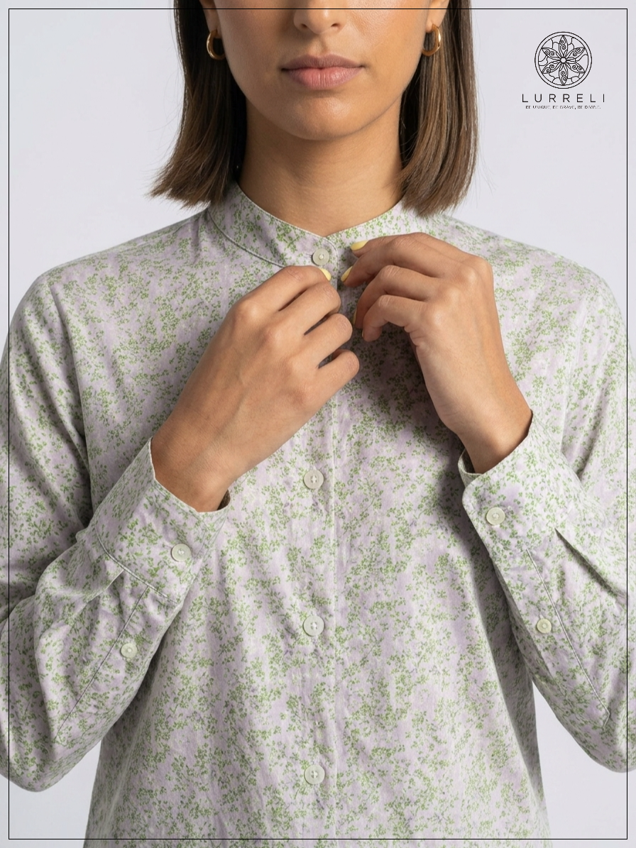 Floral Workwear Blouse – Light Purple – Lurreli