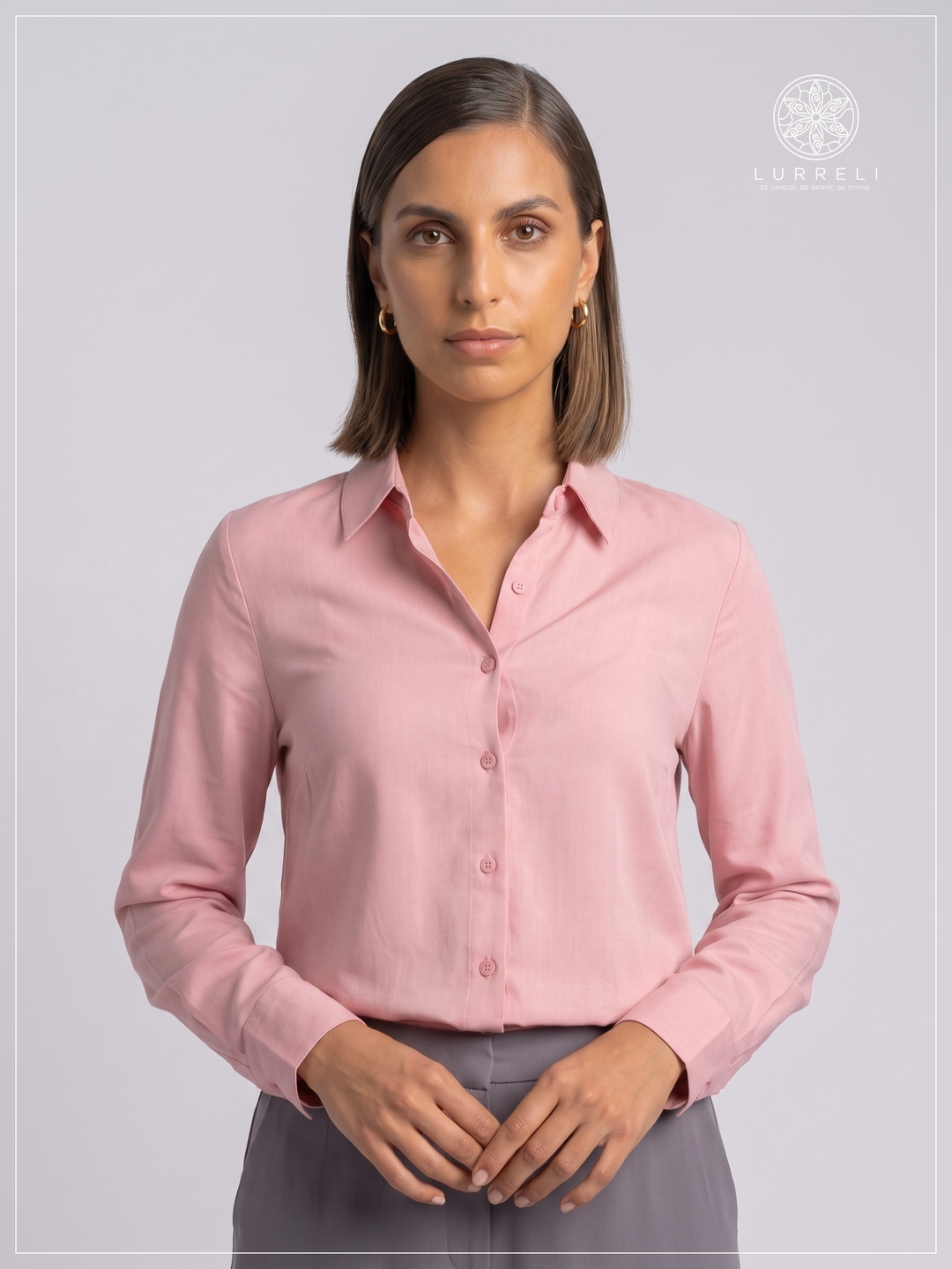 Classic Long Sleeve Formal Shirt – Pink – Lurreli
