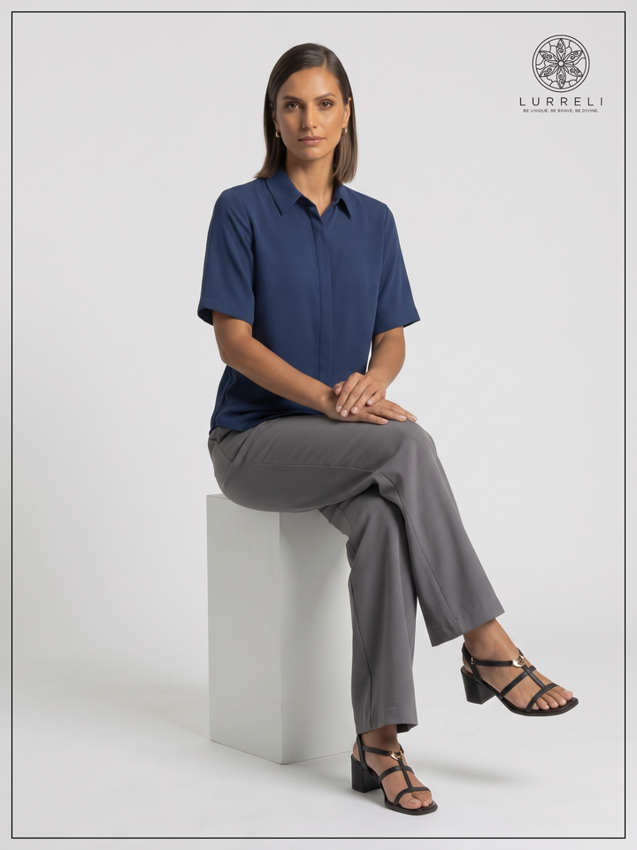 Urban Muse Workwear Dress – Blue – Lurreli
