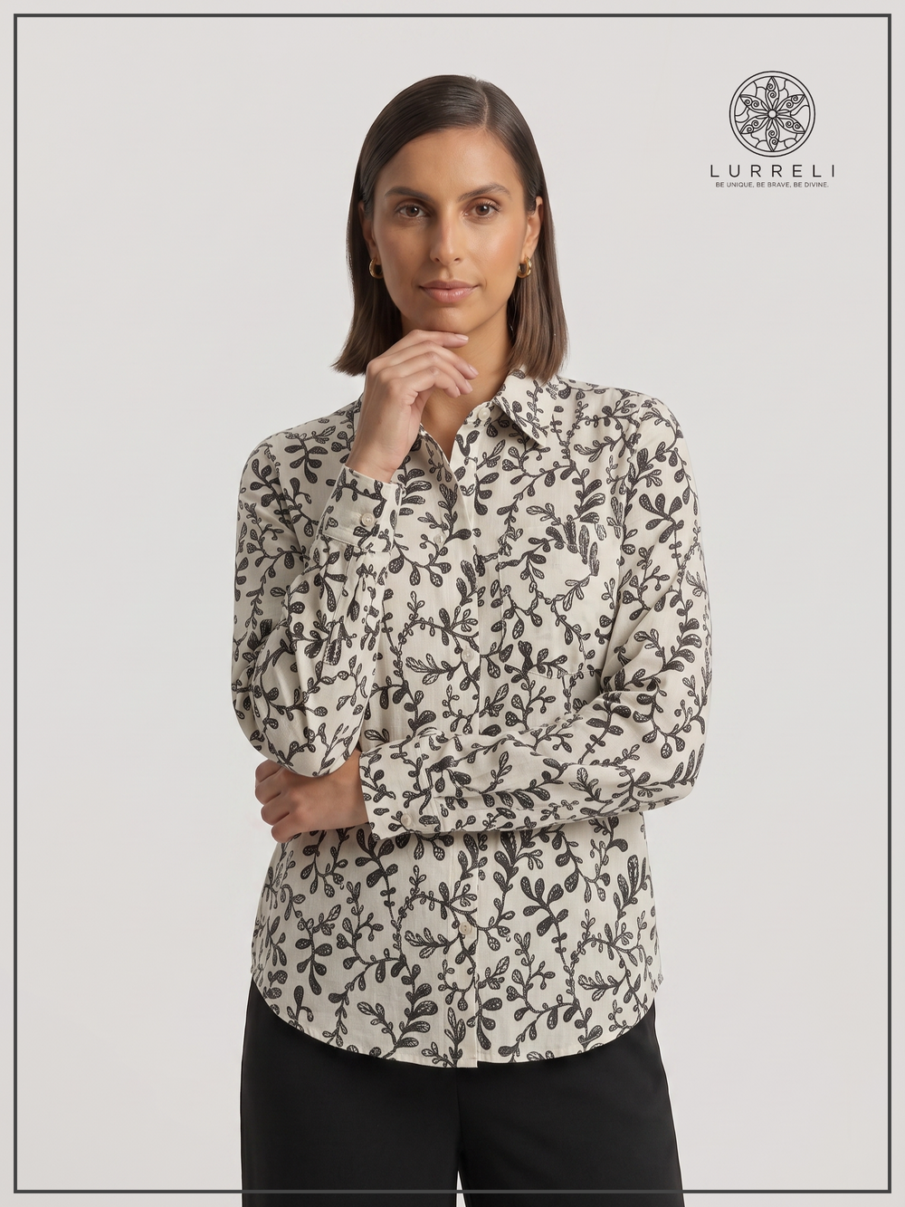 Long Sleeve Formal Shirt – Black Print – Lurreli