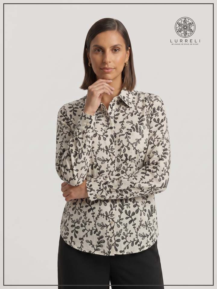 Long Sleeve Formal Shirt – Black Print – Lurreli