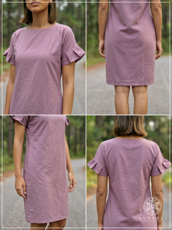 Casual Linen Ruffle-Sleeve Shift Dress – view 3 – Lurreli