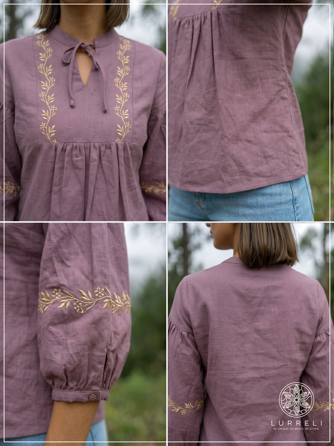 Embroidered Notch Neck Blouse – view 8 – Lurreli