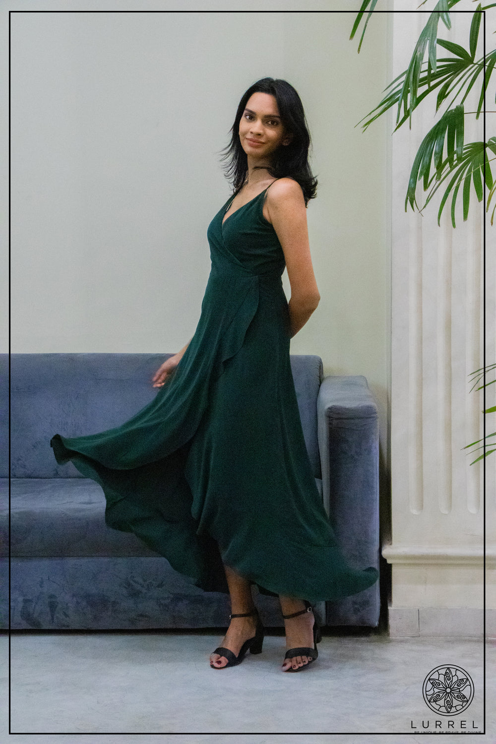 Noah Strappy Dress – Dark Green – Lurreli