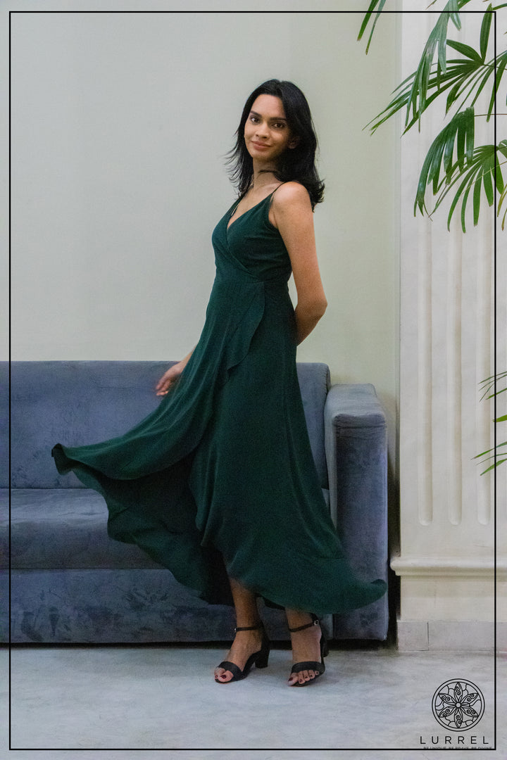 Noah Strappy Dress – Dark Green – Lurreli