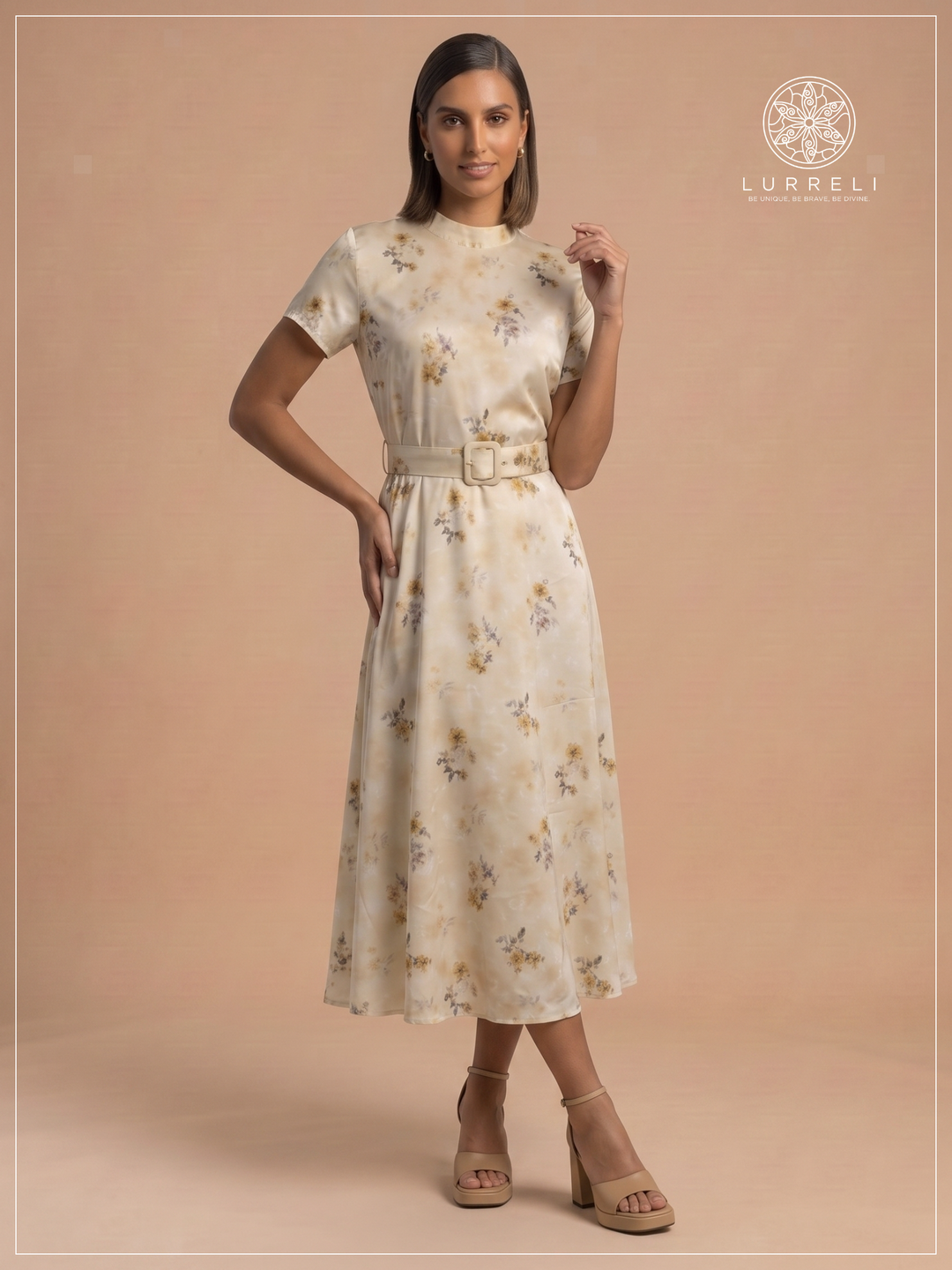 Belted Floral Midi Dress – view 6 – Lurreli