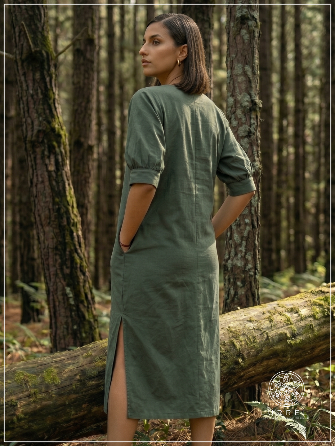 Embroidered linen shift dress – view 5 – Lurreli
