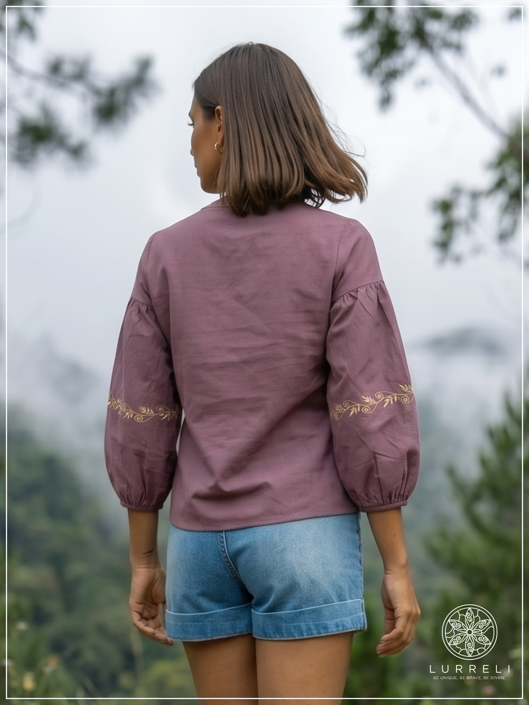 Embroidered Notch Neck Blouse – view 5 – Lurreli