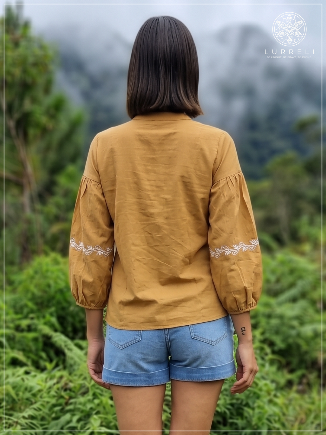 Embroidered Notch Neck Blouse – view 7 – Lurreli