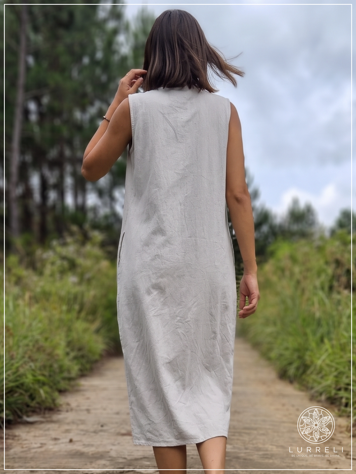 Casual Linen Button-Down Midi Dress – view 8 – Lurreli