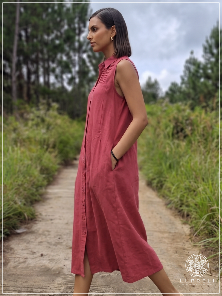 Casual Linen Button-Down Midi Dress – view 6 – Lurreli