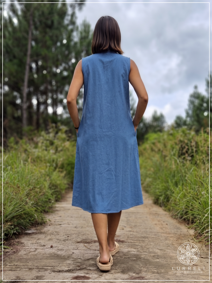 Casual Linen Button-Down Midi Dress – view 4 – Lurreli