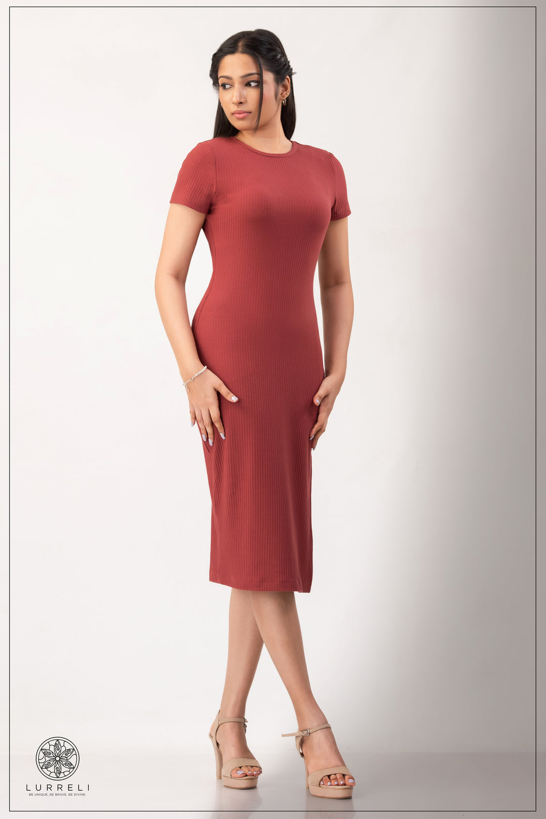 Run Neck Rib Midi Dress – view 6 – Lurreli