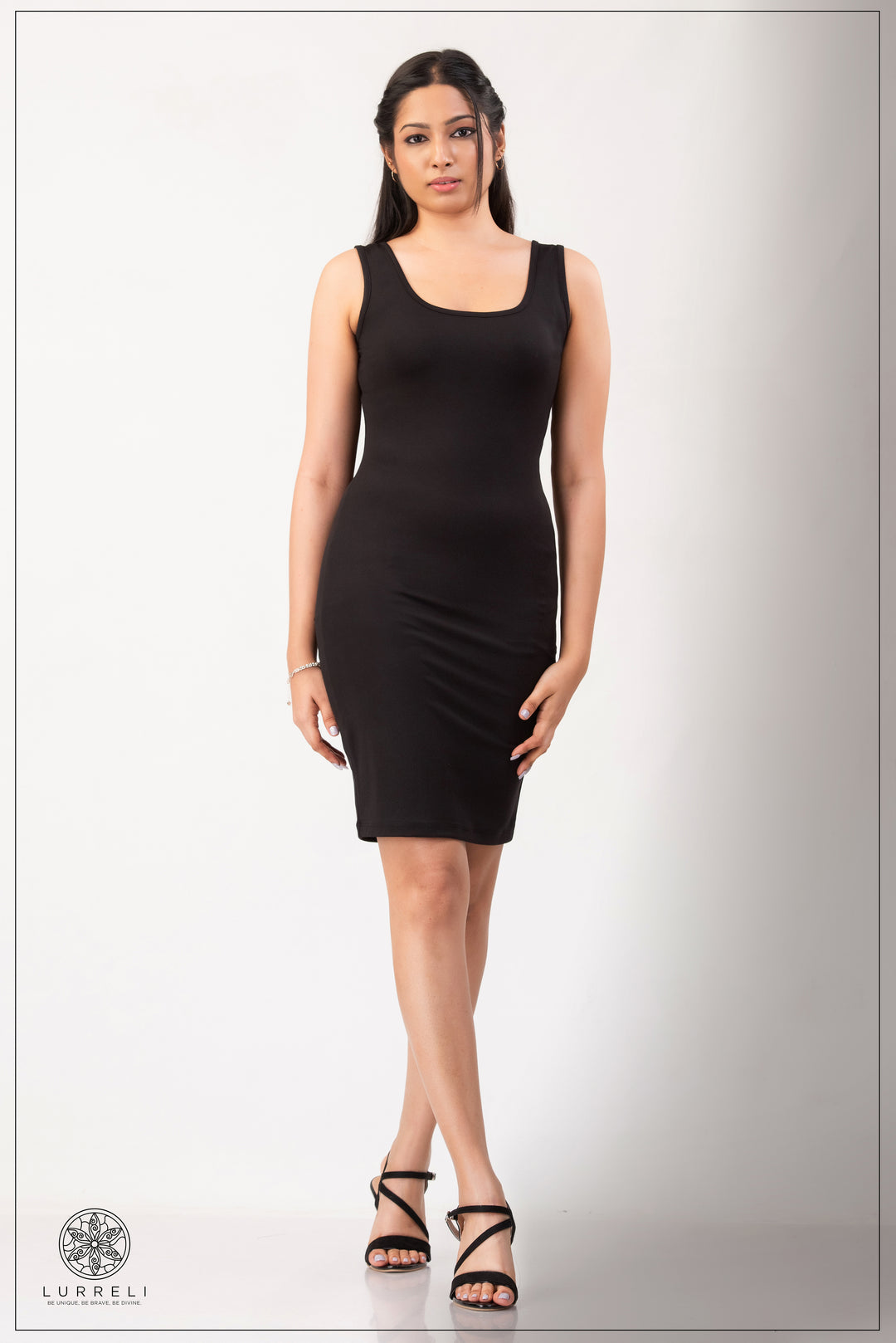 Sleeveless Bodycon Midi Tank Sheath Knee Length Dress – Black – Lurreli