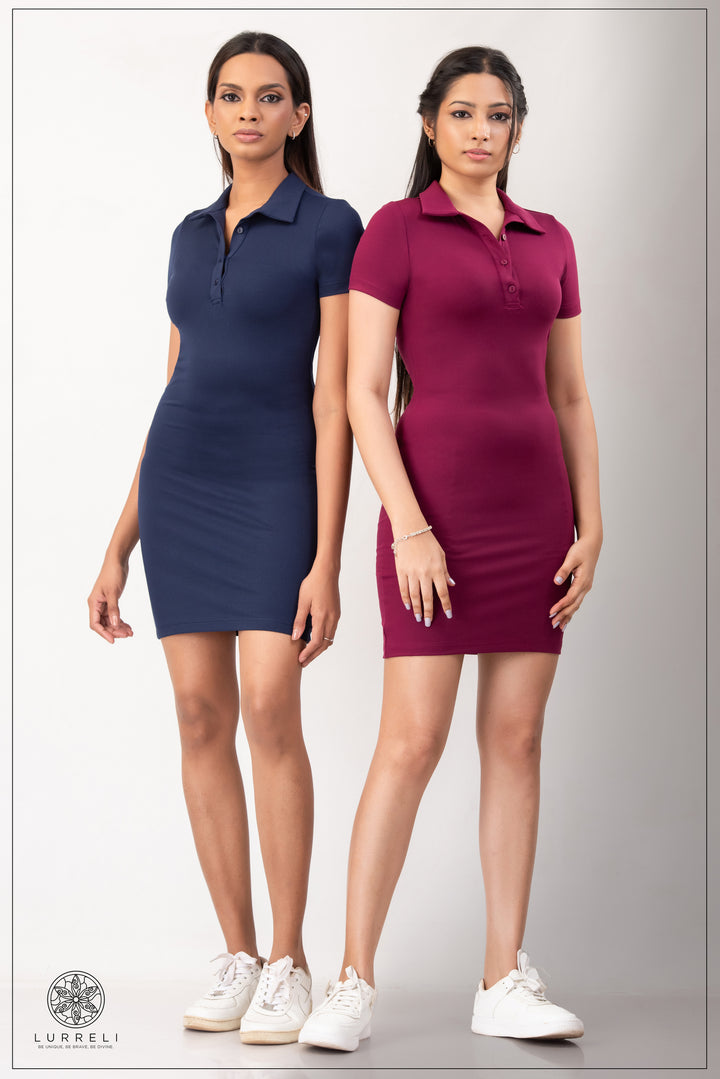 Collared Mini Rib Dress – view 1 – Lurreli