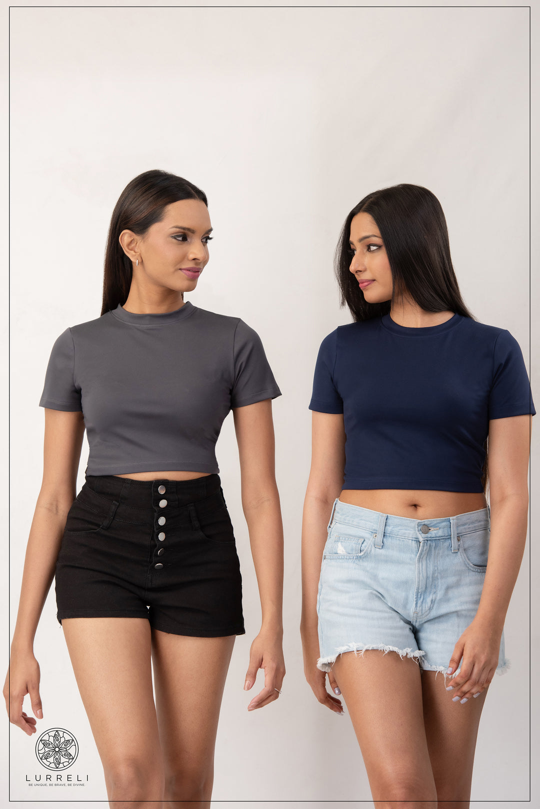 Sasic short sleeve crew neck crop top – Gray – Lurreli