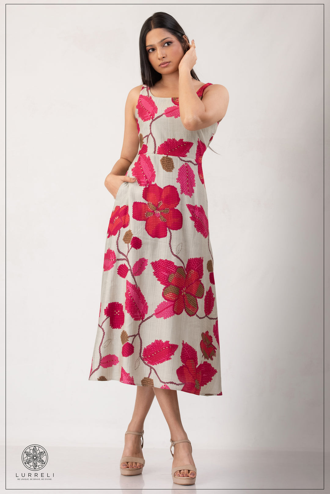 "Bougainvillea Midi Dress" – Pink – Lurreli