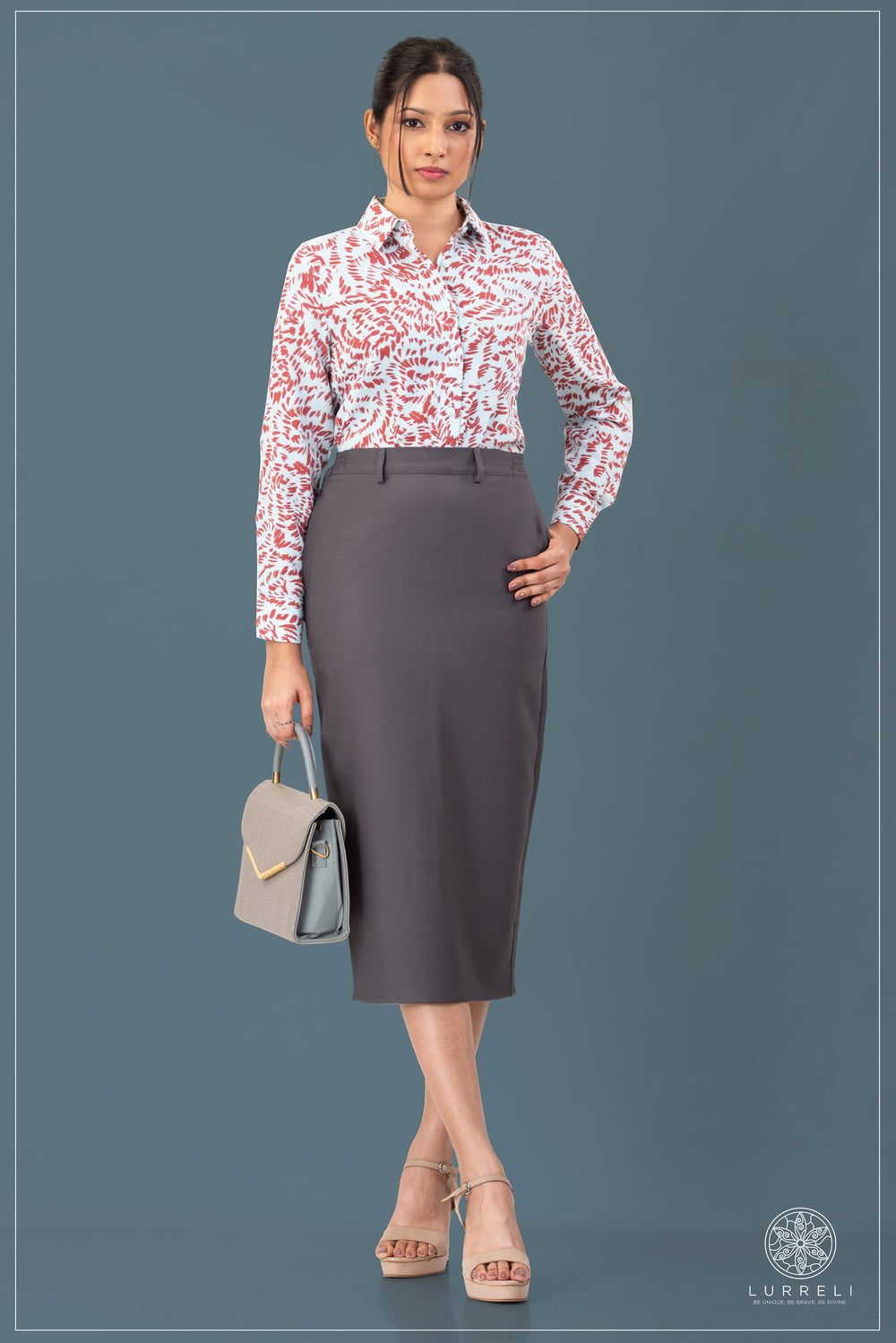 Printed Work Wear Blouse – Mint – Lurreli
