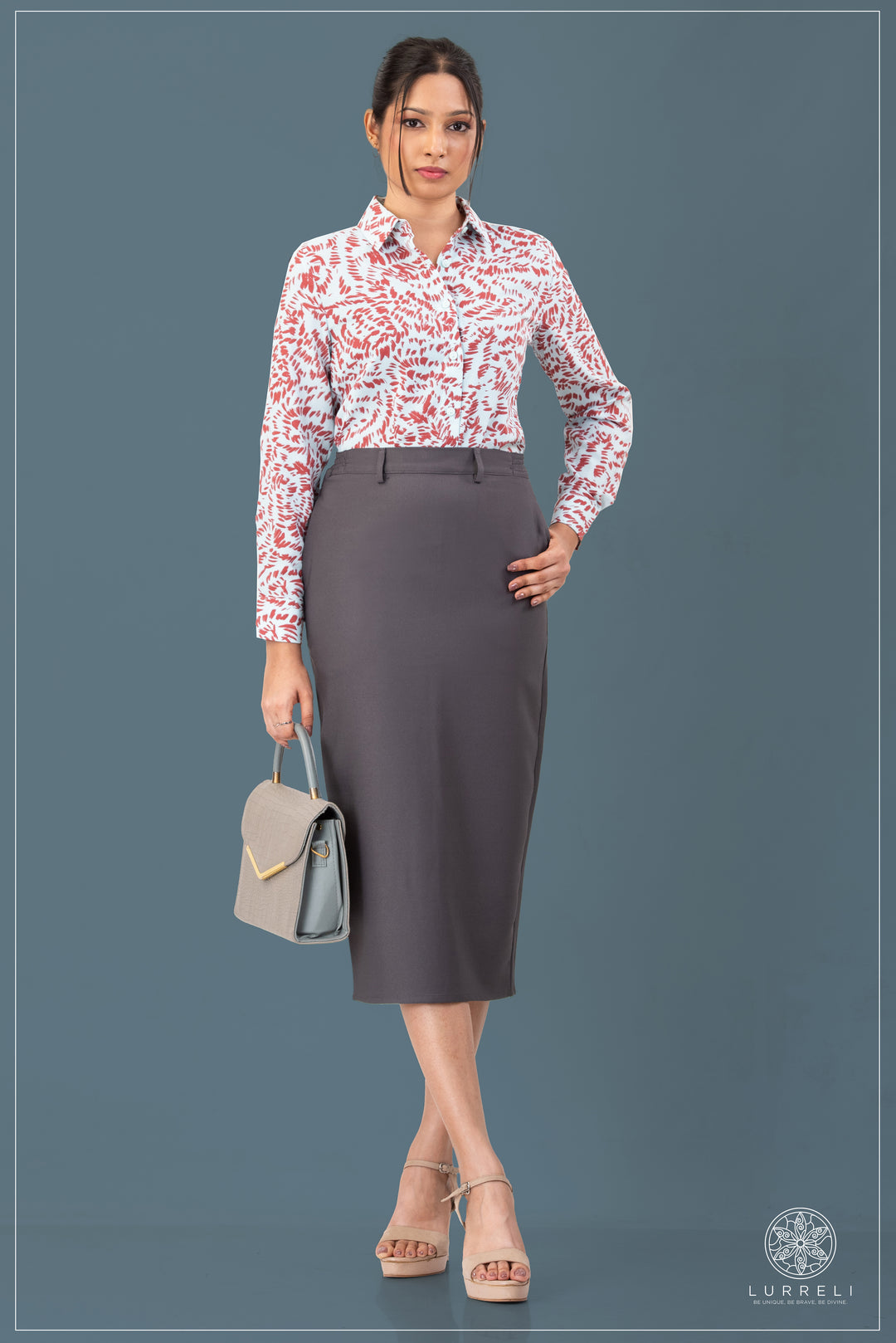 Printed Work Wear Blouse – Mint – Lurreli