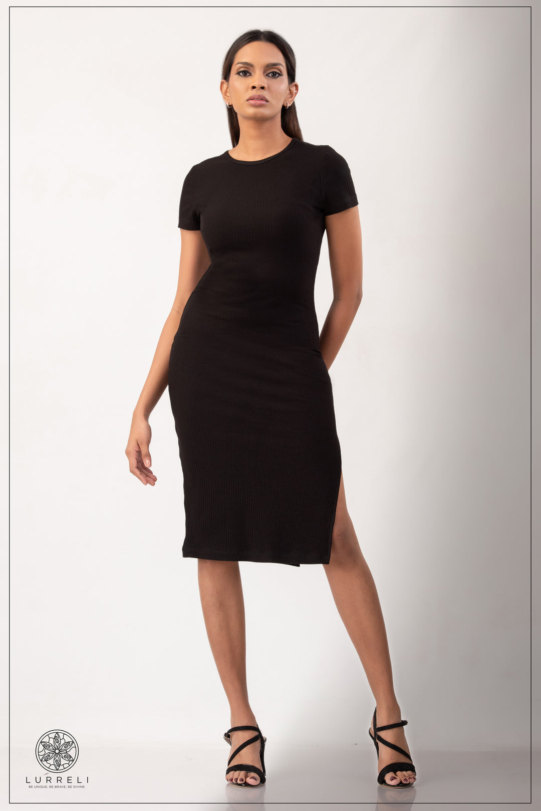 Run Neck Rib Midi Dress – view 5 – Lurreli