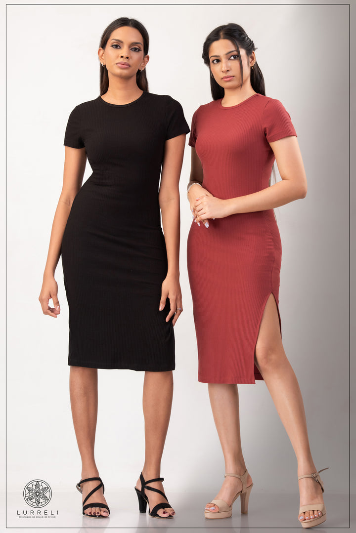 Run Neck Rib Midi Dress – view 7 – Lurreli