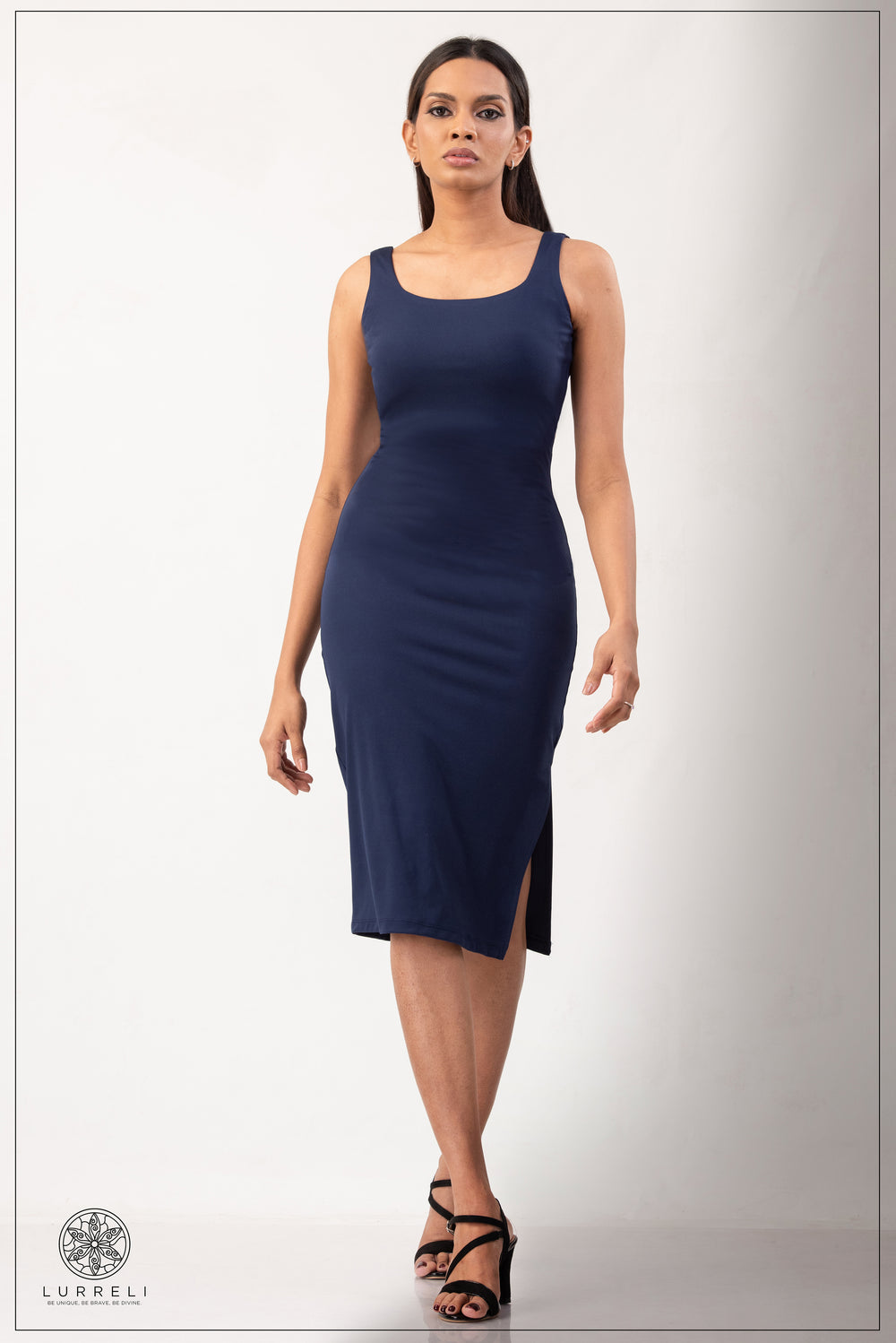 Sleeveless Bodycon Dress – Navy – Lurreli
