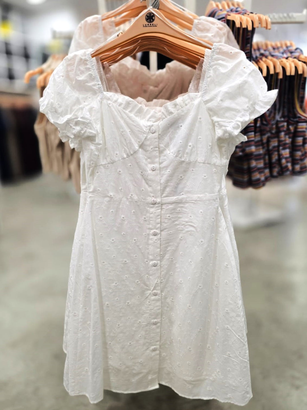Sleeve Smoke Detail Midi Dress – White – Lurreli
