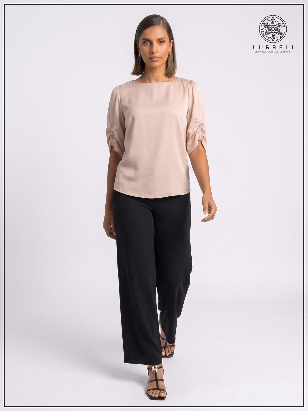 Luna Gather Sleeve Blouse – Light Pink – Lurreli
