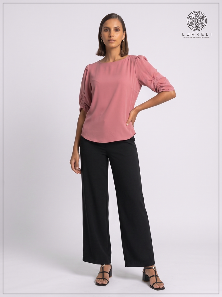 Luna Gather Sleeve Blouse – Pink – Lurreli