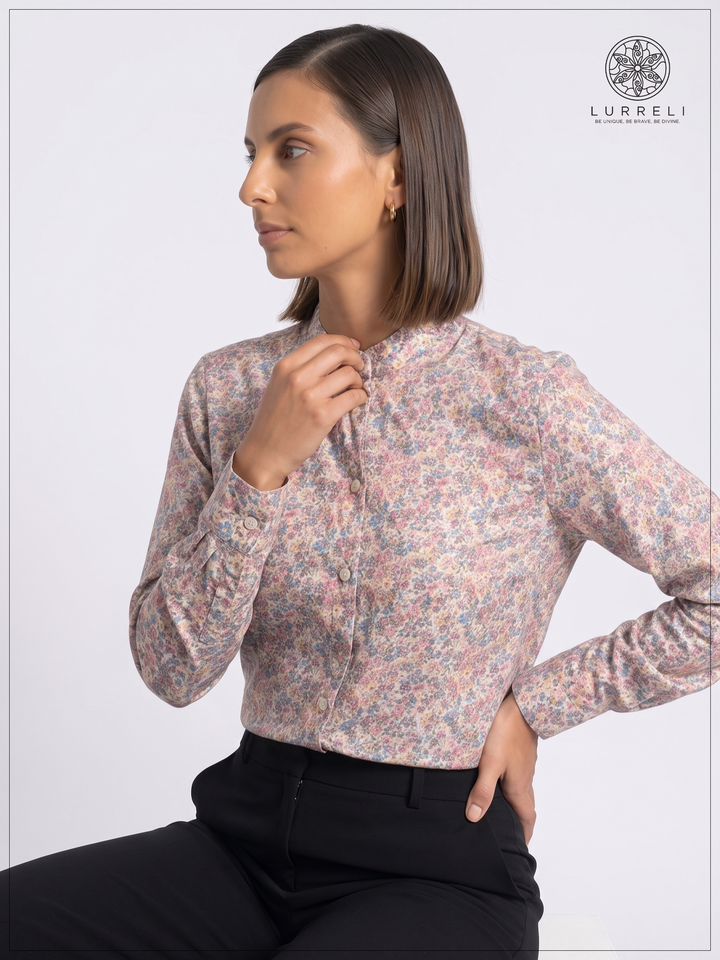 Floral Workwear Blouse – Light Pink – Lurreli